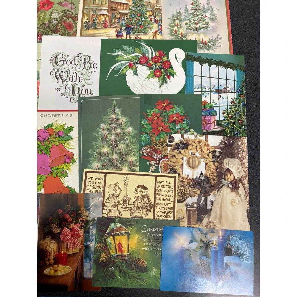Vintage Christmas Cards Fronts ONLY Traditional Scrapbooking Decoupage Lot 50+